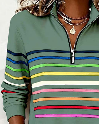 Delia | Pull rayé avec fermeture éclair quart