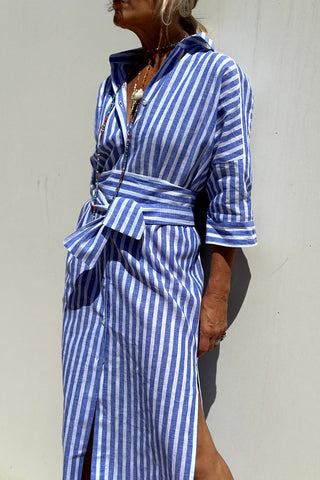 Sophia | Robe chemise rayée intemporelle avec un confort élégant