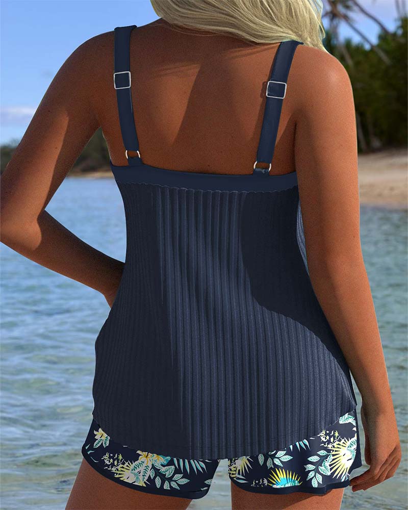 Laluna® | Tankini Rayé avec Short de Plage Deux Pièces