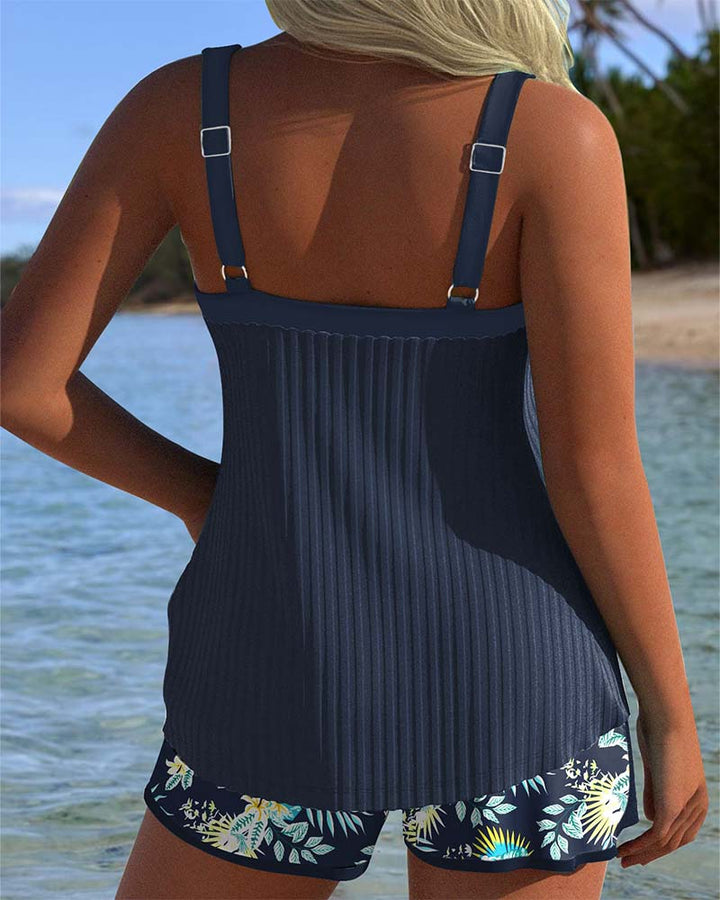 Laluna® | Tankini Rayé avec Short de Plage Deux Pièces