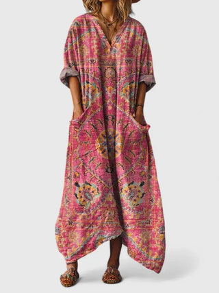 Émeraude | Robe maxi à manches longues et décolleté en V