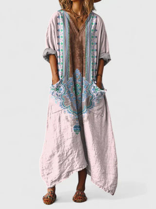 Émeraude | Robe maxi à manches longues et décolleté en V