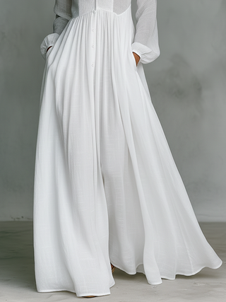 Robe Maxi en Lin Patchwork Col Montant
