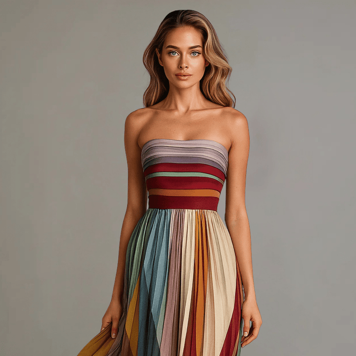 Robe longue colorée sans manches