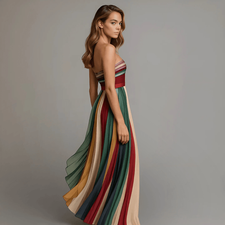 Robe longue colorée sans manches
