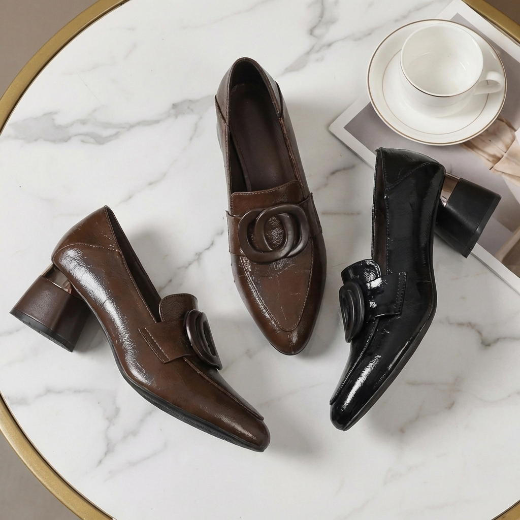 Valora Mocassins en Cuir à Talons