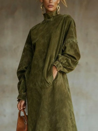 Myla | Robe midi à col montant avec franges