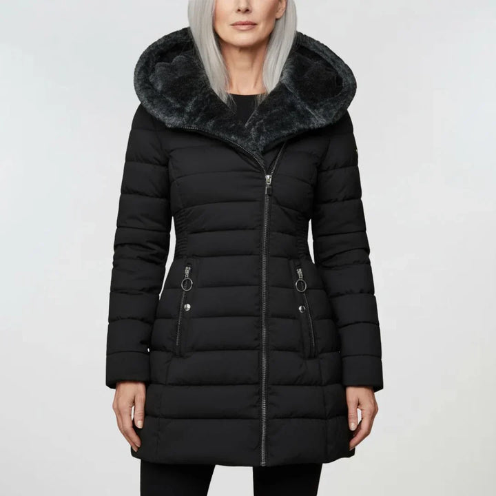 Marian | Manteau d'hiver ajusté avec capuche en fourrure