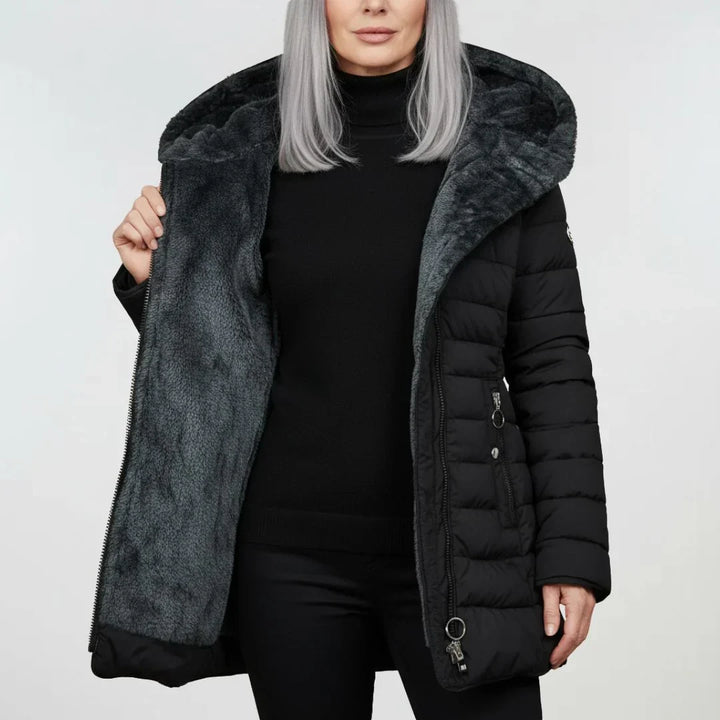 Marian | Manteau d'hiver ajusté avec capuche en fourrure