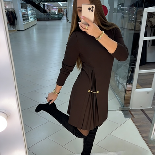 Calleya | Robe courte à manches longues avec plissé