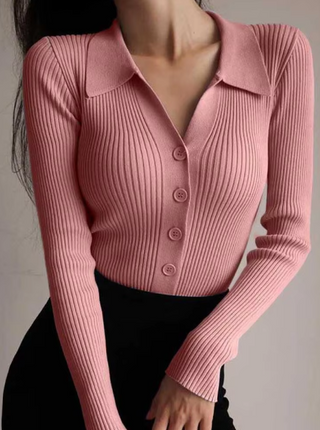 Nicole | Pull avec col boutonné et décolleté en V