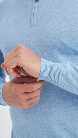 Ludvig | Sweat-shirt bleu clair avec demi-zip
