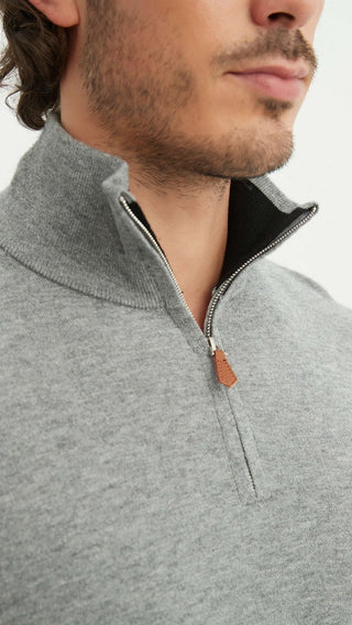 Elliot | Pull gris avec demi-zip