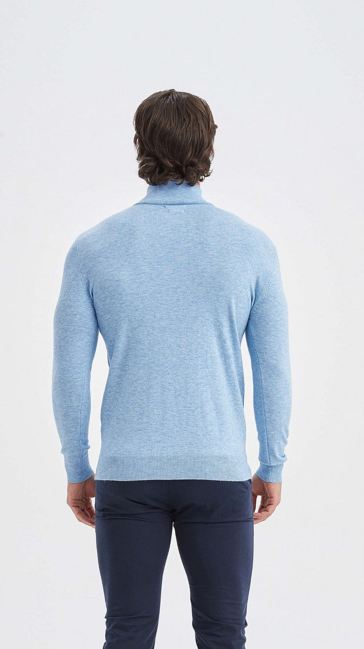 Ludvig | Sweat-shirt bleu clair avec demi-zip