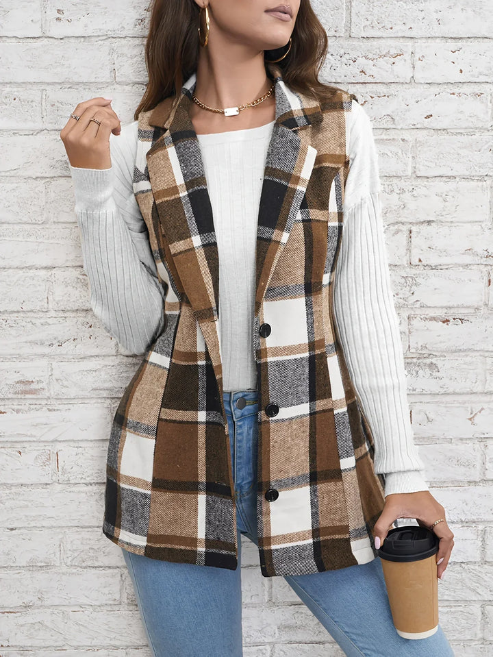 Kathrin | Blazer à Carreaux Sans Manches